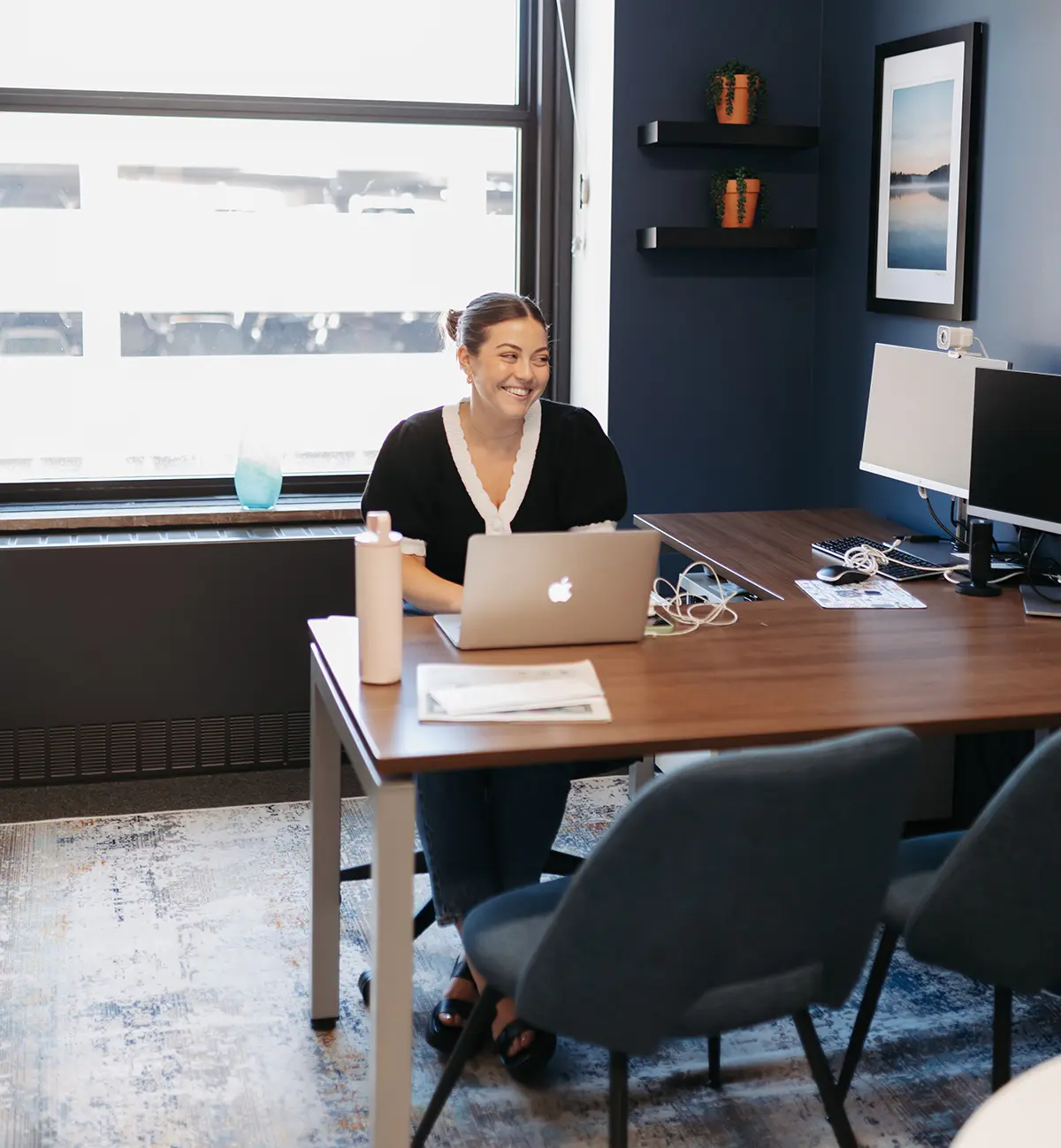 woman working in private office