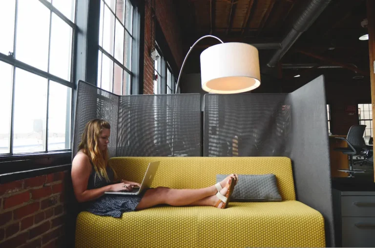 working on yellow couch